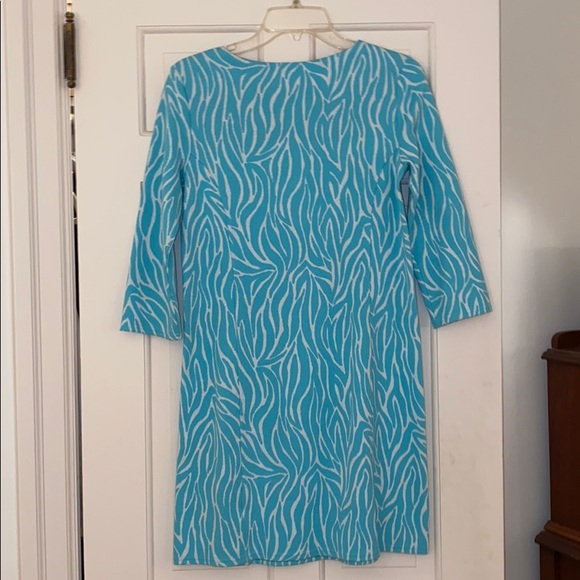 Lilly Pulitzer Turquoise and Navy Belted Dress - Picture 4 of 4